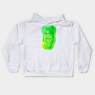 Green Watercolor Mushroom Kids Hoodie